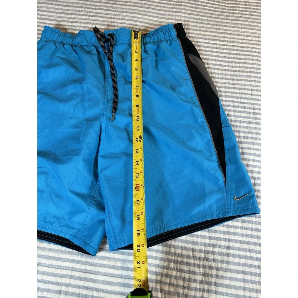 Nike Men's Swim‎ Trunks Shorts Blue Black Lined Drawstring Size Large